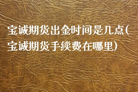 宝诚期货出金时间是几点(宝诚期货手续费在哪里)_https://www.zztgc.com_黄金期货_第1张