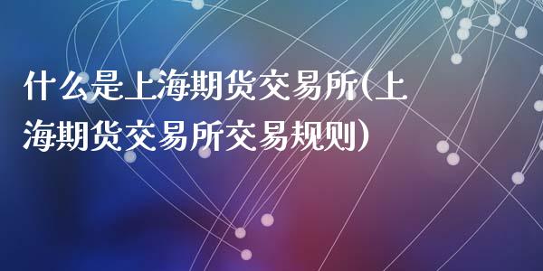 什么是上海期货交易所(上海期货交易所交易规则)_https://www.zztgc.com_黄金期货_第1张
