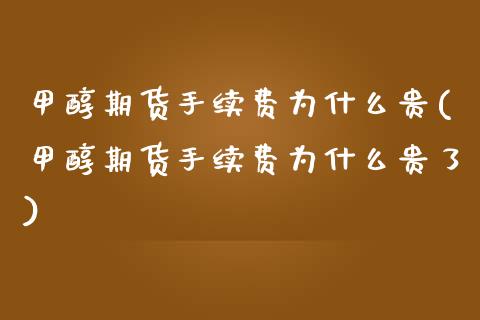 甲醇期货手续费为什么贵(甲醇期货手续费为什么贵了)_https://www.zztgc.com_期货直播_第1张