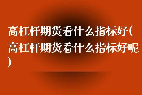 高杠杆期货看什么指标好(高杠杆期货看什么指标好呢)_https://www.zztgc.com_黄金期货_第1张
