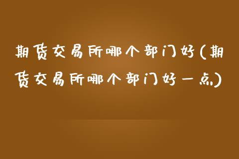 期货交易所哪个部门好(期货交易所哪个部门好一点)_https://www.zztgc.com_期货行情_第1张