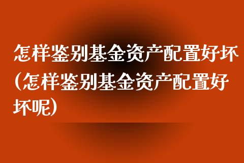 怎样鉴别基金资产配置好坏(怎样鉴别基金资产配置好坏呢)_https://www.zztgc.com_期货入门_第1张