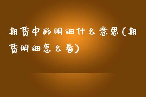 期货中的明细什么意思(期货明细怎么看)_https://www.zztgc.com_期货入门_第1张