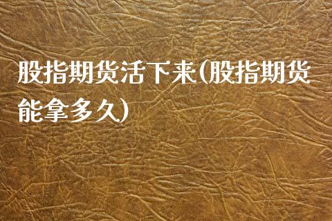 股指期货活下来(股指期货能拿多久)_https://www.zztgc.com_期货行情_第1张