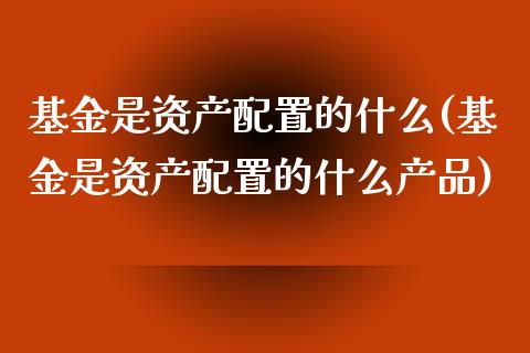 基金是资产配置的什么(基金是资产配置的什么产品)_https://www.zztgc.com_期货入门_第1张