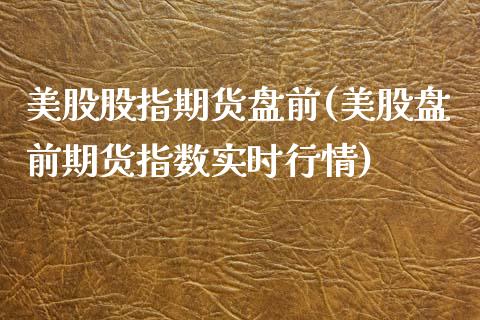 美股股指期货盘前(美股盘前期货指数实时行情)_https://www.zztgc.com_期货行情_第1张