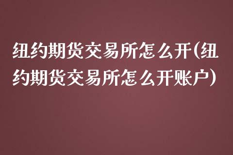 纽约期货交易所怎么开(纽约期货交易所怎么开账户)_https://www.zztgc.com_期货入门_第1张