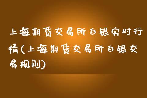 上海期货交易所白银实时行情(上海期货交易所白银交易规则)_https://www.zztgc.com_黄金期货_第1张