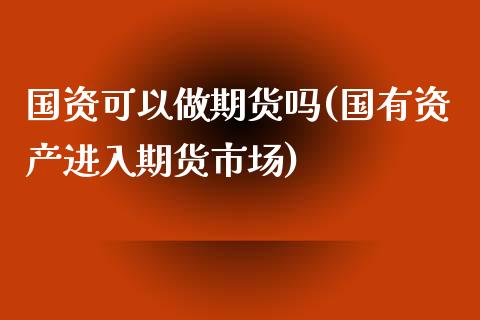 国资可以做期货吗(国有资产进入期货市场)_https://www.zztgc.com_原油期货_第1张