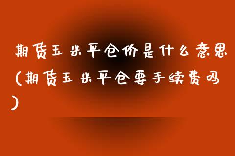 期货玉米平仓价是什么意思(期货玉米平仓要手续费吗)_https://www.zztgc.com_期货入门_第1张