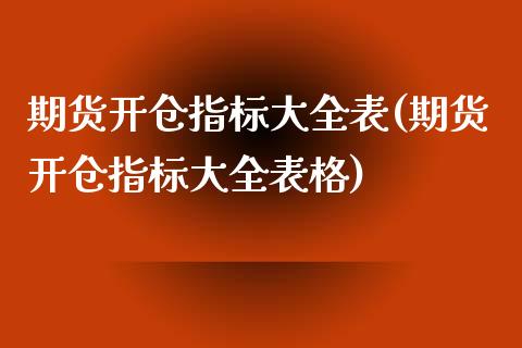 期货开仓指标大全表(期货开仓指标大全表格)_https://www.zztgc.com_期货直播_第1张