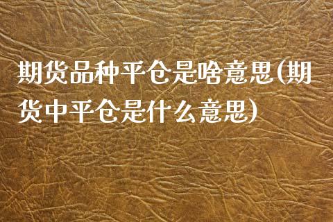期货品种平仓是啥意思(期货中平仓是什么意思)_https://www.zztgc.com_期货行情_第1张
