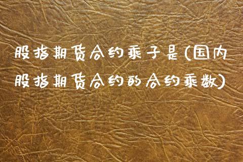 股指期货合约乘子是(国内股指期货合约的合约乘数)_https://www.zztgc.com_期货行情_第1张