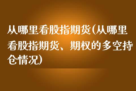从哪里看股指期货(从哪里看股指期货、期权的多空持仓情况)_https://www.zztgc.com_期货直播_第1张