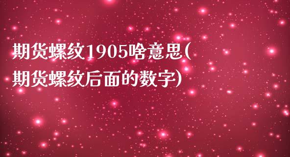 期货螺纹1905啥意思(期货螺纹后面的数字)_https://www.zztgc.com_期货入门_第1张