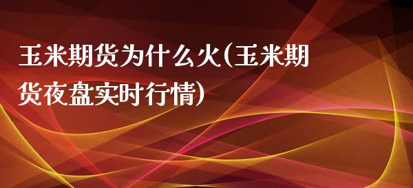 玉米期货为什么火(玉米期货夜盘实时行情)_https://www.zztgc.com_期货直播_第1张