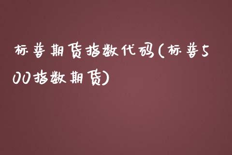 标普期货指数代码(标普500指数期货)_https://www.zztgc.com_期货行情_第1张