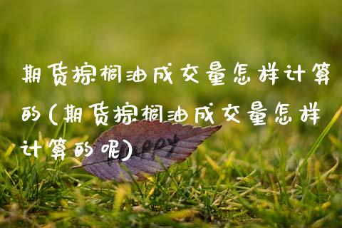 期货棕榈油成交量怎样计算的(期货棕榈油成交量怎样计算的呢)_https://www.zztgc.com_黄金期货_第1张