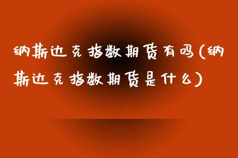 纳斯达克指数期货有吗(纳斯达克指数期货是什么)_https://www.zztgc.com_期货直播_第1张