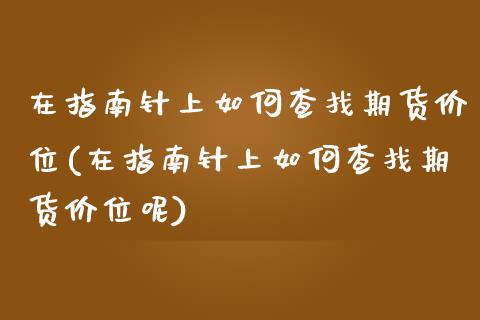 在指南针上如何查找期货价位(在指南针上如何查找期货价位呢)_https://www.zztgc.com_期货入门_第1张
