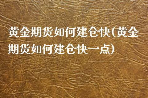 黄金期货如何建仓快(黄金期货如何建仓快一点)_https://www.zztgc.com_原油期货_第1张