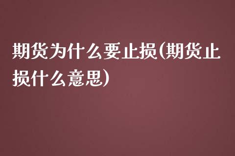 期货为什么要止损(期货止损什么意思)_https://www.zztgc.com_原油期货_第1张