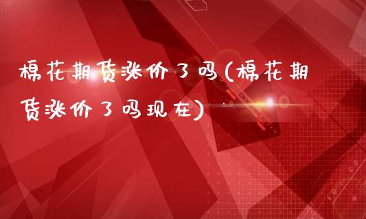 棉花期货涨价了吗(棉花期货涨价了吗现在)_https://www.zztgc.com_黄金期货_第1张