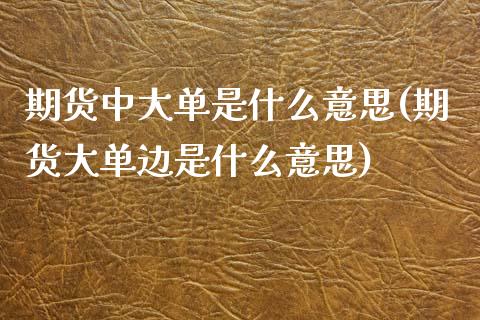 期货中大单是什么意思(期货大单边是什么意思)_https://www.zztgc.com_黄金期货_第1张