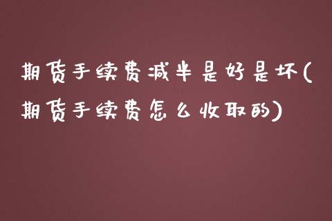 期货手续费减半是好是坏(期货手续费怎么收取的)_https://www.zztgc.com_期货直播_第1张