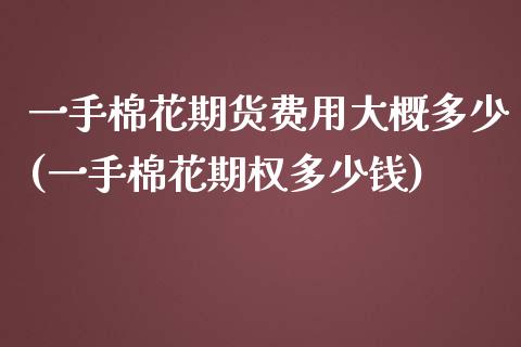 一手棉花期货费用大概多少(一手棉花期权多少钱)_https://www.zztgc.com_原油期货_第1张