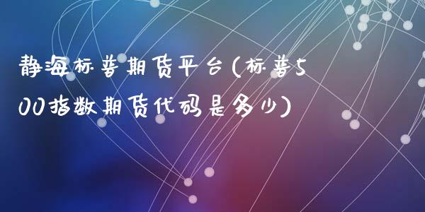 静海标普期货平台(标普500指数期货代码是多少)_https://www.zztgc.com_黄金期货_第1张