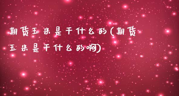 期货玉米是干什么的(期货玉米是干什么的啊)_https://www.zztgc.com_期货直播_第1张
