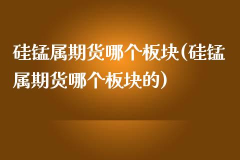 硅锰属期货哪个板块(硅锰属期货哪个板块的)_https://www.zztgc.com_期货开户_第1张