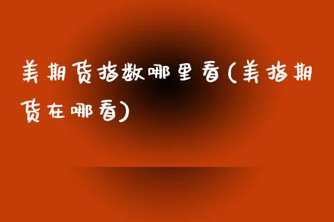 美期货指数哪里看(美指期货在哪看)_https://www.zztgc.com_黄金期货_第1张