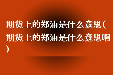期货上的郑油是什么意思(期货上的郑油是什么意思啊)_https://www.zztgc.com_期货入门_第1张