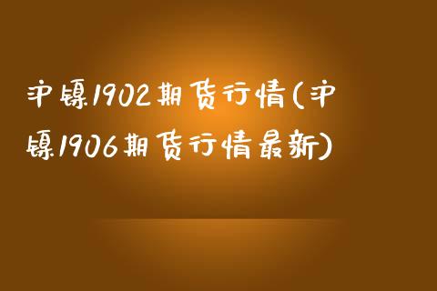 沪镍1902期货行情(沪镍1906期货行情最新)_https://www.zztgc.com_原油期货_第1张