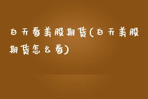 白天看美股期货(白天美股期货怎么看)_https://www.zztgc.com_期货行情_第1张