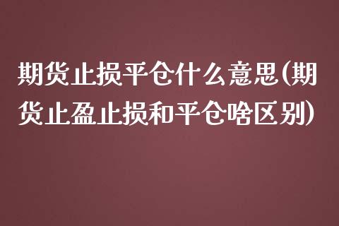 期货止损平仓什么意思(期货止盈止损和平仓啥区别)_https://www.zztgc.com_期货行情_第1张