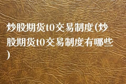 炒股期货t0交易制度(炒股期货t0交易制度有哪些)_https://www.zztgc.com_原油期货_第1张