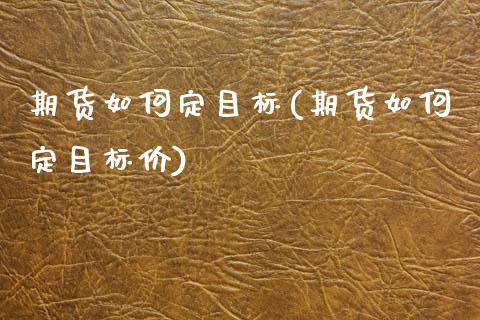 期货如何定目标(期货如何定目标价)_https://www.zztgc.com_期货直播_第1张