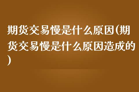 期货交易慢是什么原因(期货交易慢是什么原因造成的)_https://www.zztgc.com_期货入门_第1张