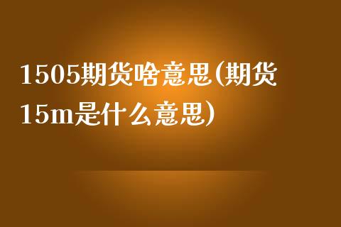 1505期货啥意思(期货15m是什么意思)_https://www.zztgc.com_期货直播_第1张