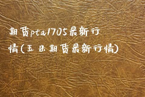 期货pta1705最新行情(玉米期货最新行情)_https://www.zztgc.com_期货直播_第1张