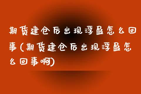 期货建仓后出现浮盈怎么回事(期货建仓后出现浮盈怎么回事啊)_https://www.zztgc.com_期货入门_第1张