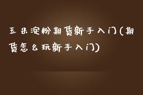玉米淀粉期货新手入门(期货怎么玩新手入门)_https://www.zztgc.com_期货开户_第1张
