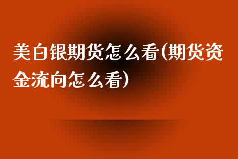美白银期货怎么看(期货资金流向怎么看)_https://www.zztgc.com_期货行情_第1张