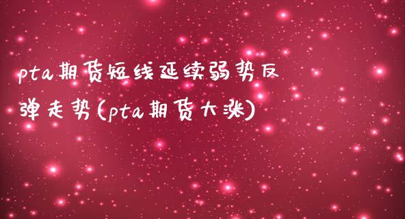 pta期货短线延续弱势反弹走势(pta期货大涨)_https://www.zztgc.com_期货开户_第1张