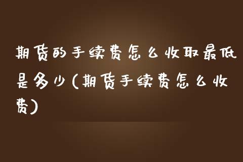 期货的手续费怎么收取最低是多少(期货手续费怎么收费)_https://www.zztgc.com_期货入门_第1张