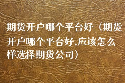 期货开户哪个平台好（期货开户哪个平台好,应该怎么样选择期货公司）_https://www.zztgc.com_原油期货_第1张