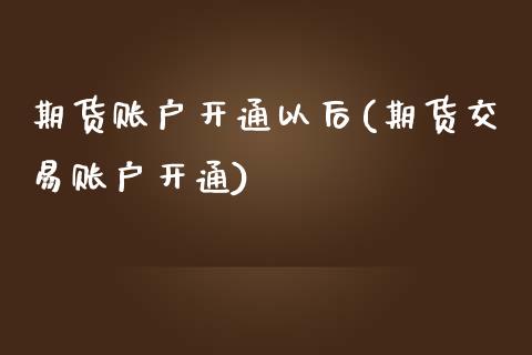 期货账户开通以后(期货交易账户开通)_https://www.zztgc.com_原油期货_第1张